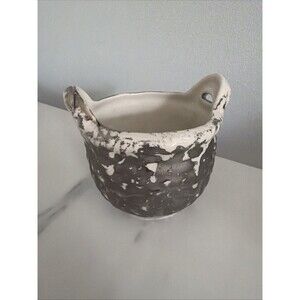 Vintage Holley Ross Pottery Sugar Bowl Silver Dripped Glaze Studio Poconos